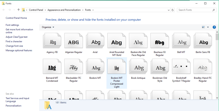 all fonts for windows 10